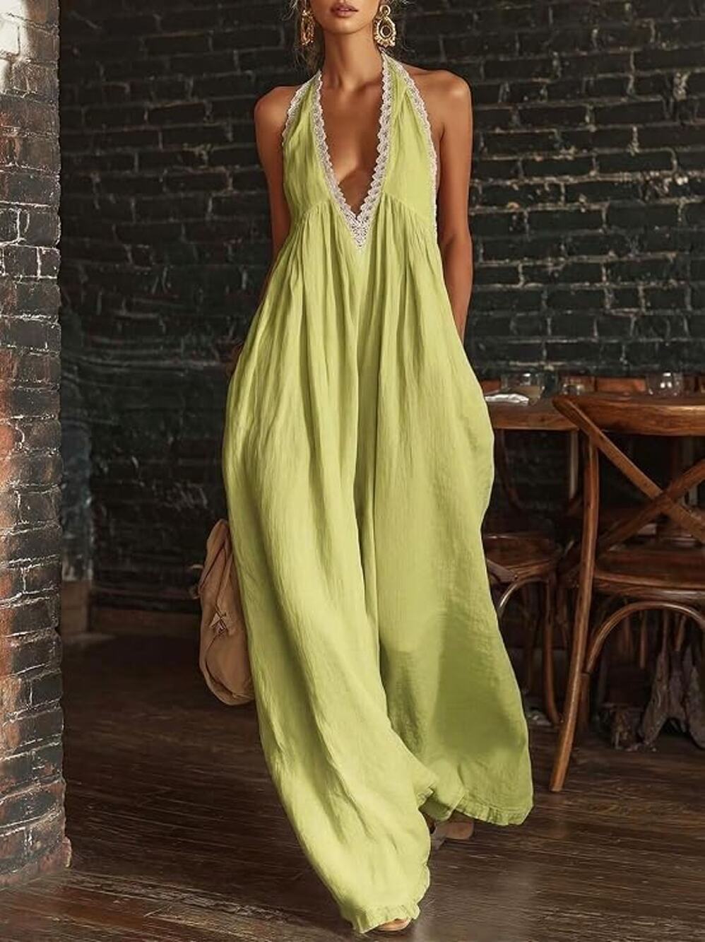NWT ~ Women's Lime Green Wide Leg Casual Summer One Piece Jumpsuit Plus Size 2X